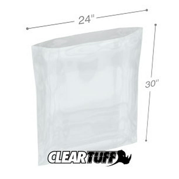 24x30 2 Mil Clear Flat Food Grade Plastic Poly Bags 250